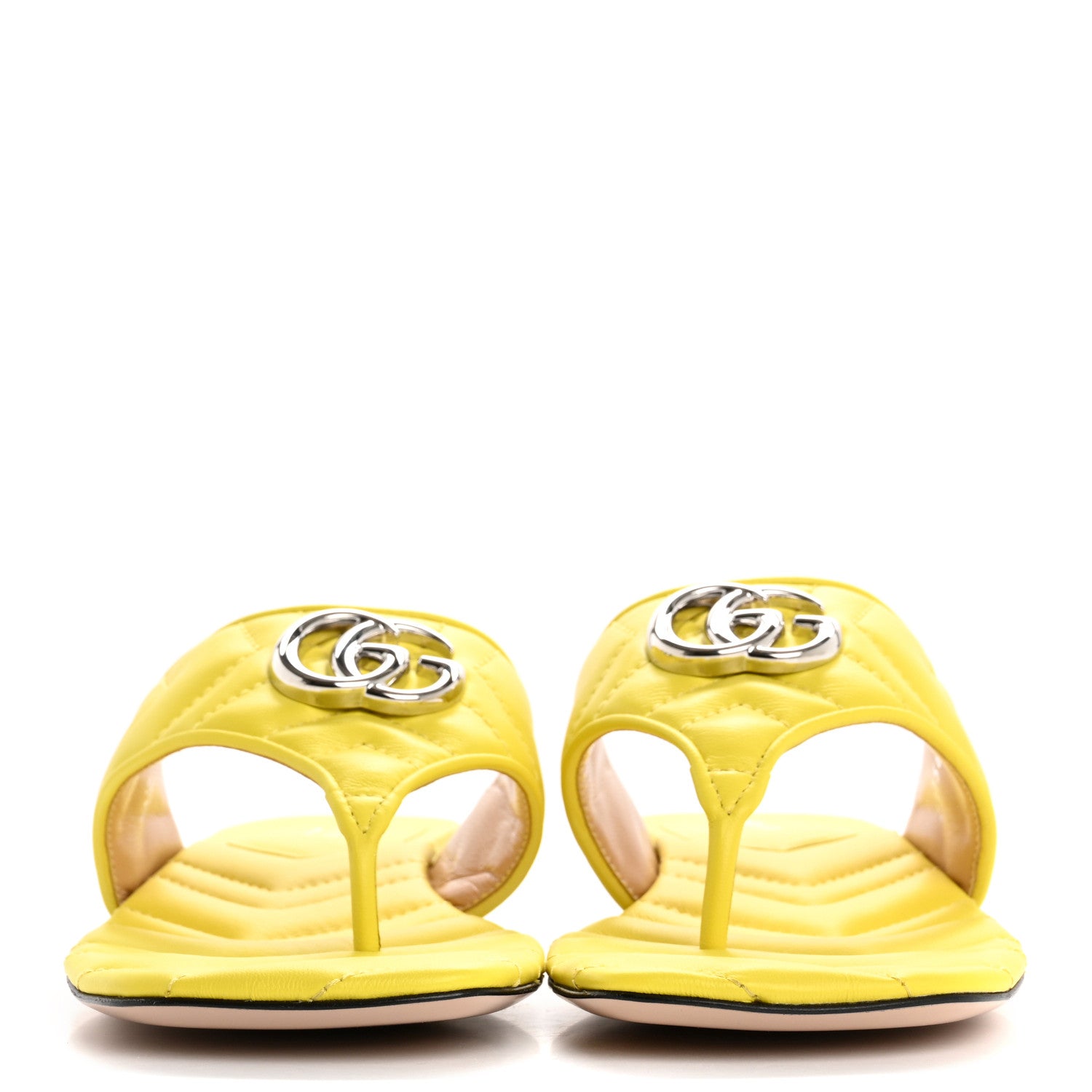 Gucci Nappa Charlotte Double G Marmont Thong Sandals 37.5 Acid Lime 3 of 10