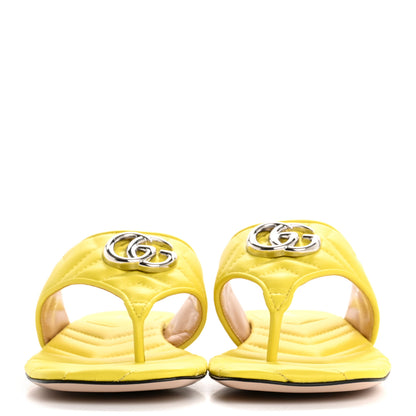 Gucci Nappa Charlotte Double G Marmont Thong Sandals 37.5 Acid Lime 3 of 10