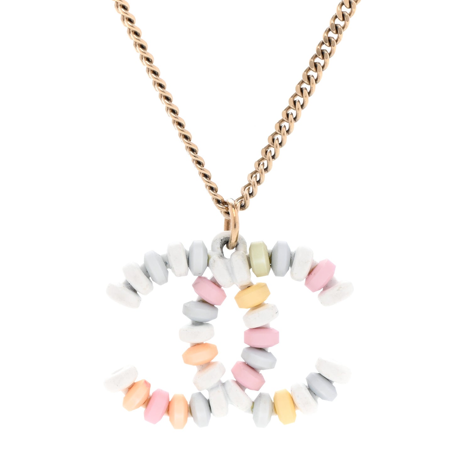 Candy Chain CC Pendant Necklace Gold Multicolor