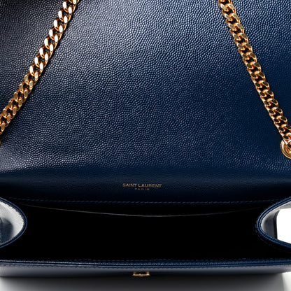 Saint Laurent Grain De Poudre Medium Classic Monogram Kate Satchel Denim Blue 4 of 4