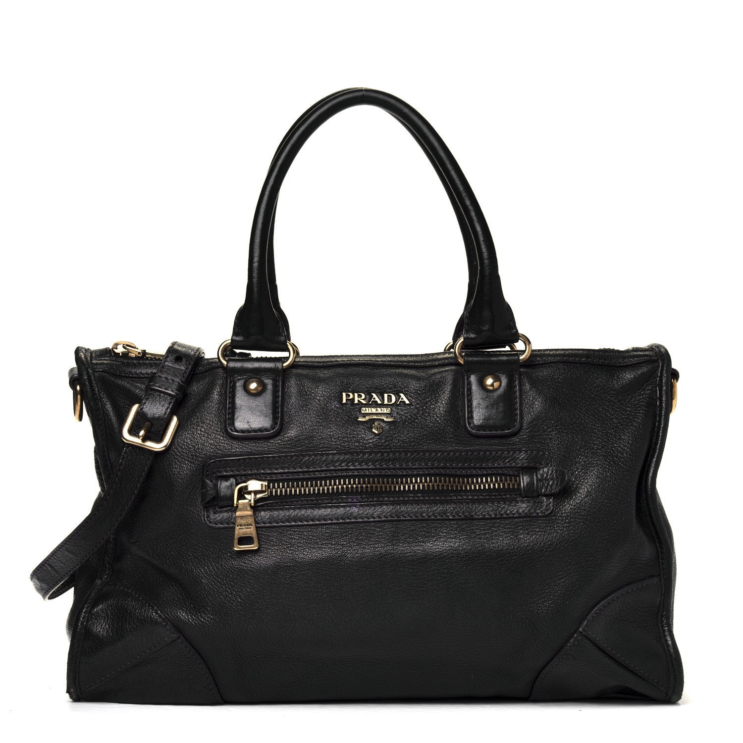 Prada Cervo Deerskin Shopping Satchel Black 1 of 10