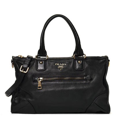 Prada Cervo Deerskin Shopping Satchel Black 1 of 10