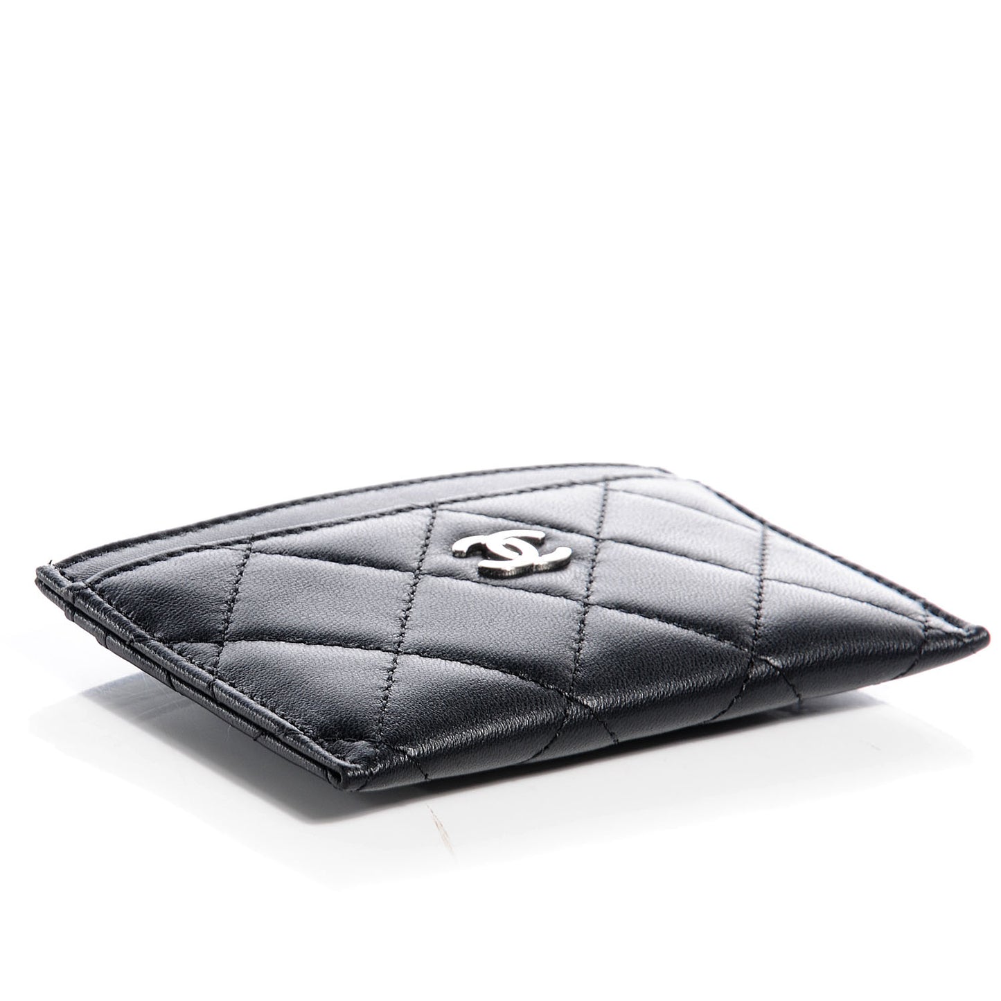 Lambskin Quilted Card Holder Black