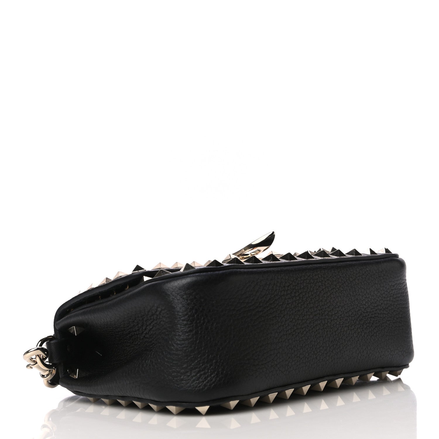 Valentino Garavani Grainy Calfskin Small Rockstud Top Handle Bag Black 5 of 10