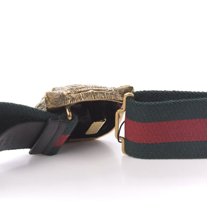 Gucci Web Feline Buckle Belt 80 32 Green Red 3 of 5