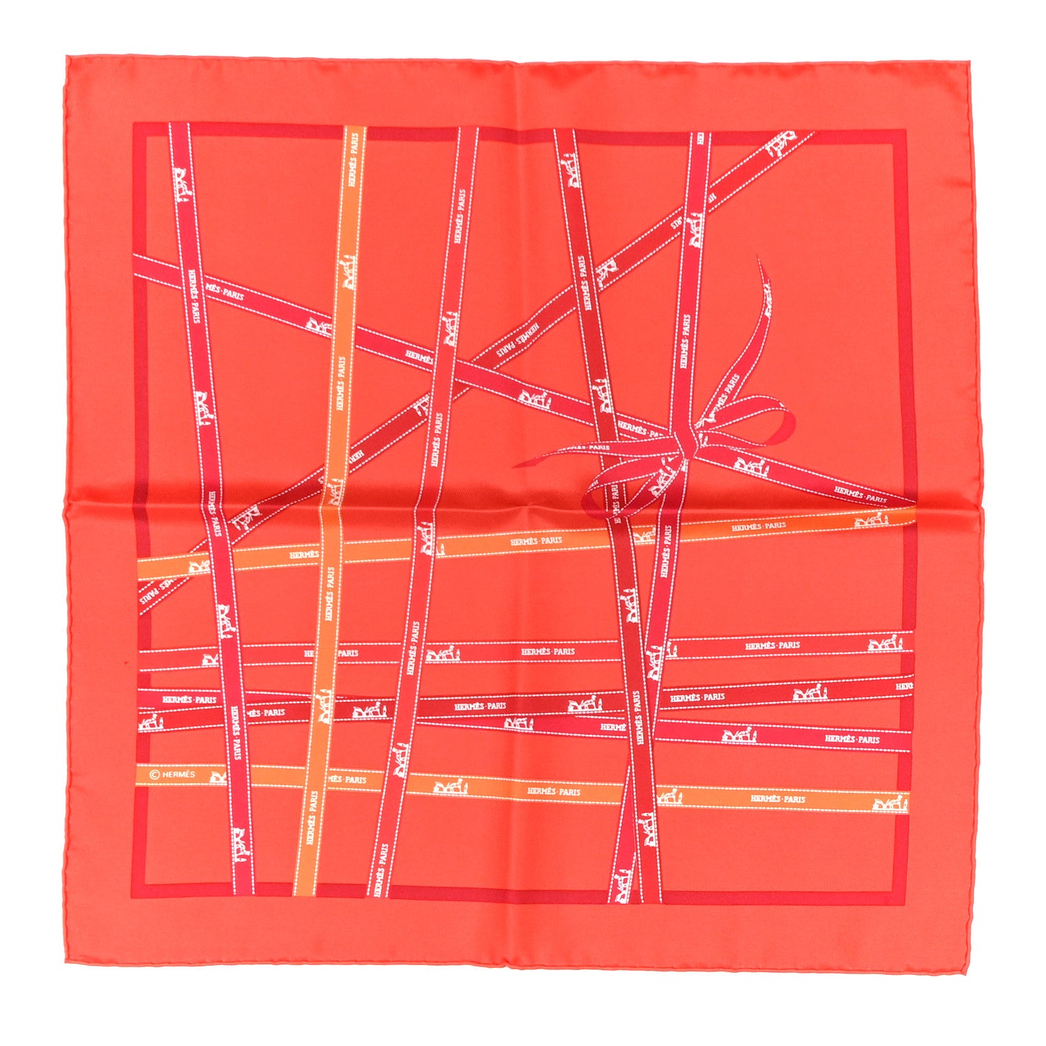 Hermes Silk Bolduc Pocket Square Scarf 1 of 4