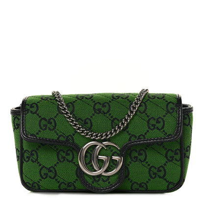 Gucci Monogram Multicolor Matelasse Diagonal Super Mini GG Marmont Shoulder Bag Green Blue 1 of 8