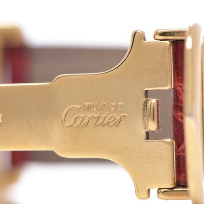 Cartier Sterling Silver Vermeil Alligator 20mm Must de Cartier Tank Quartz Watch Red 7 of 9