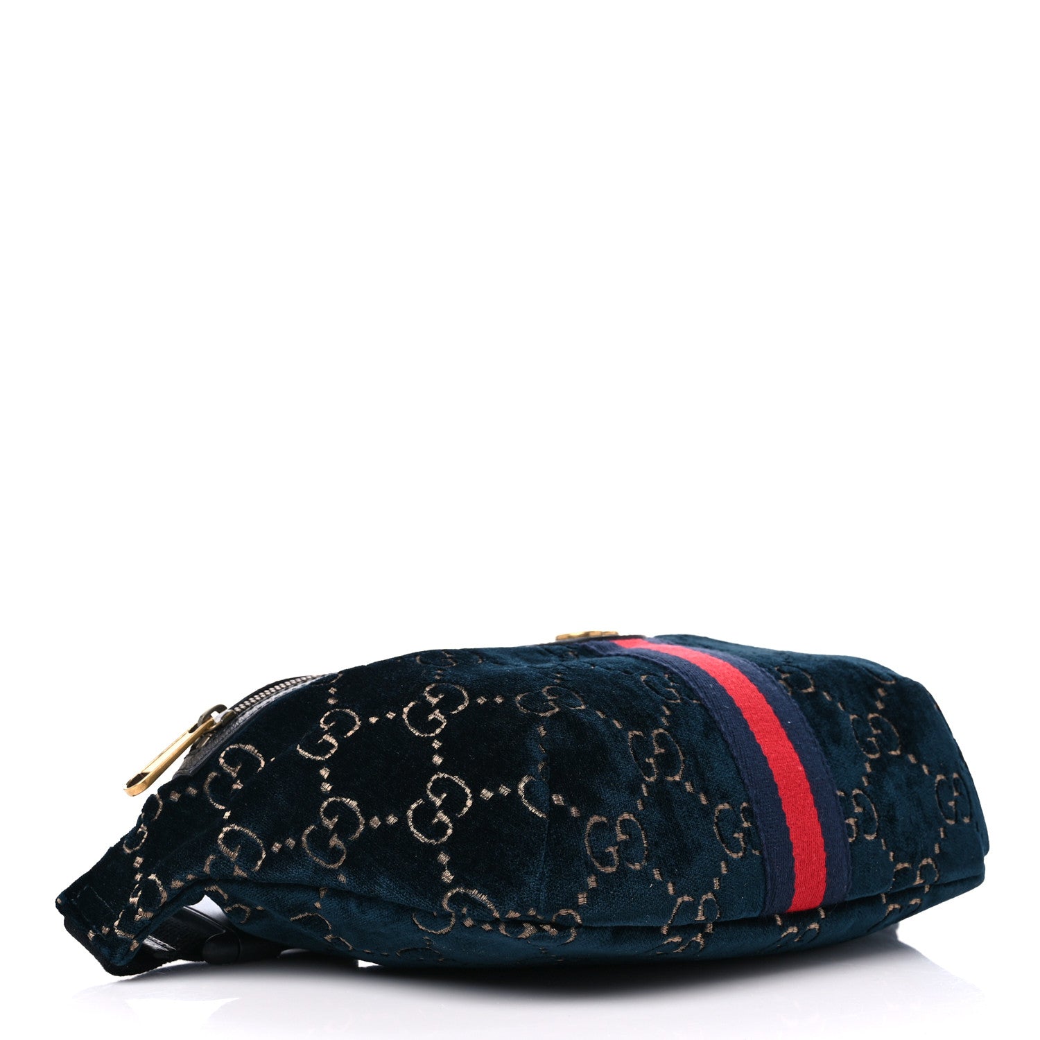 Gucci Velvet GG Monogram Web Belt Bag Blue Beige 4 of 13