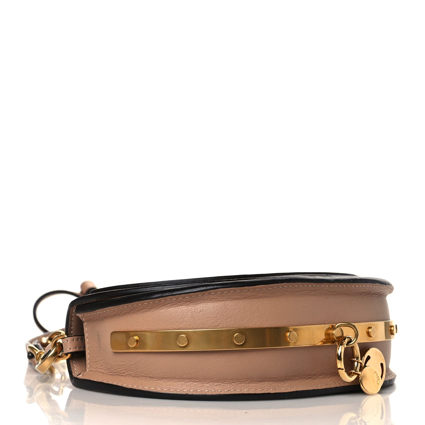 Calfskin Small Nile Bracelet Minaudiere Bag Biscotti Beige