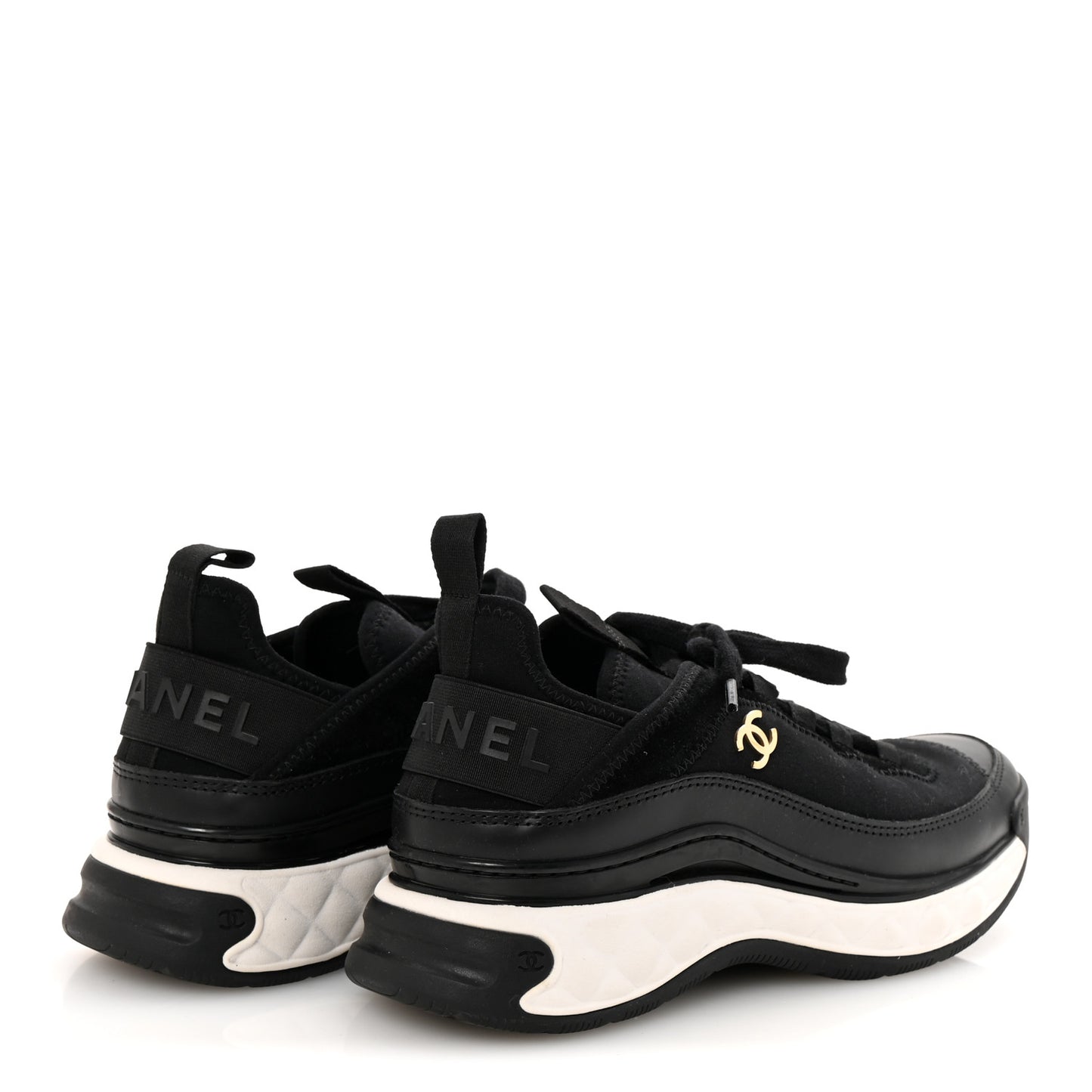 Velvet Calfskin Mixed Fibers CC Sneakers 36 Black