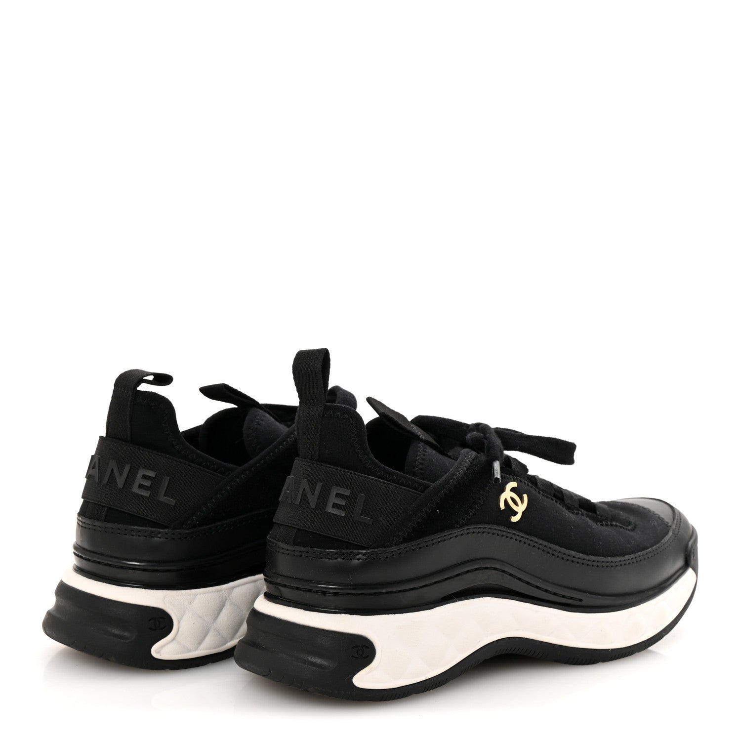 Chanel Velvet Calfskin Mixed Fibers CC Sneakers 36 Black 5 of 10