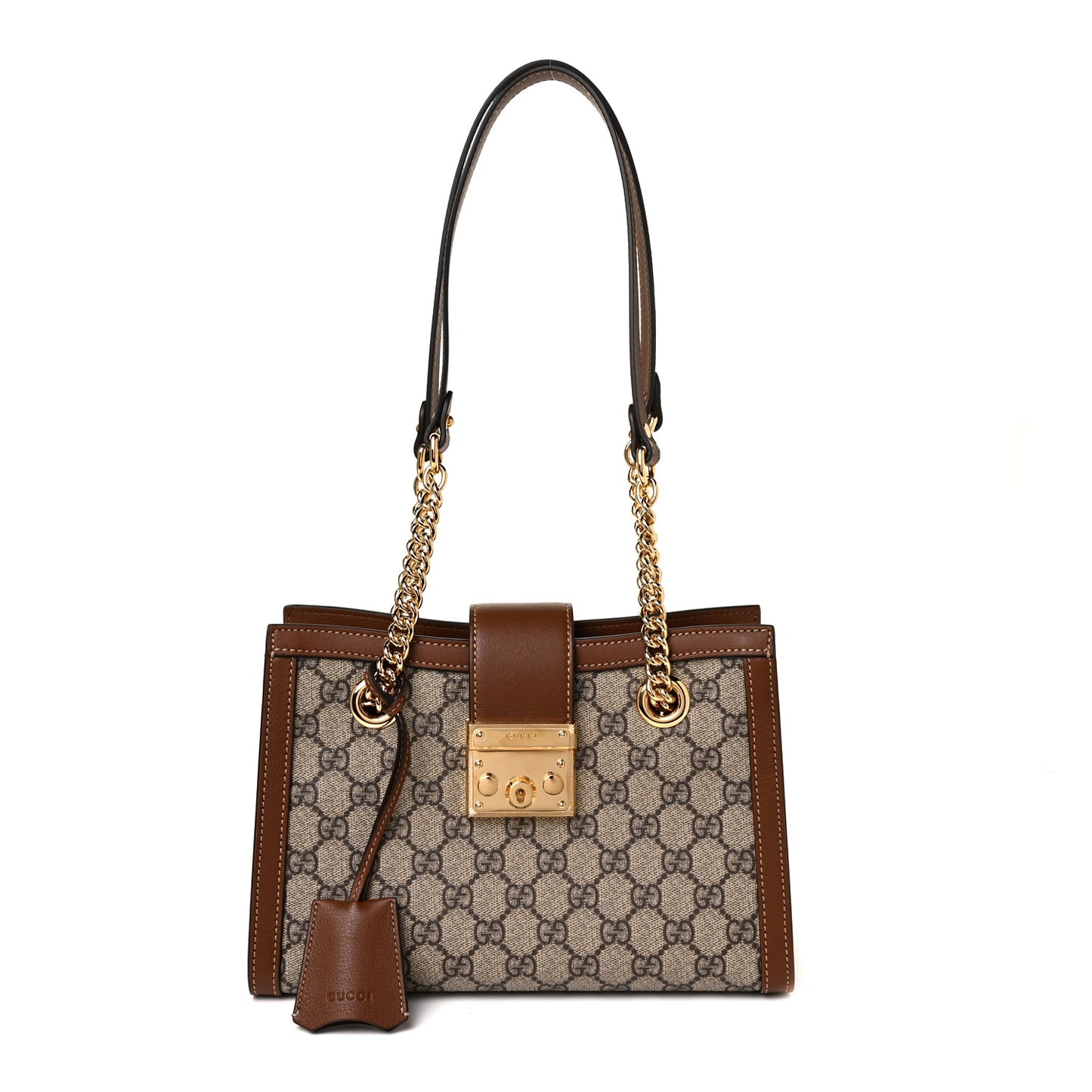 GG Supreme Monogram Calfskin Small Padlock Tote Beige Ebony Tuscany