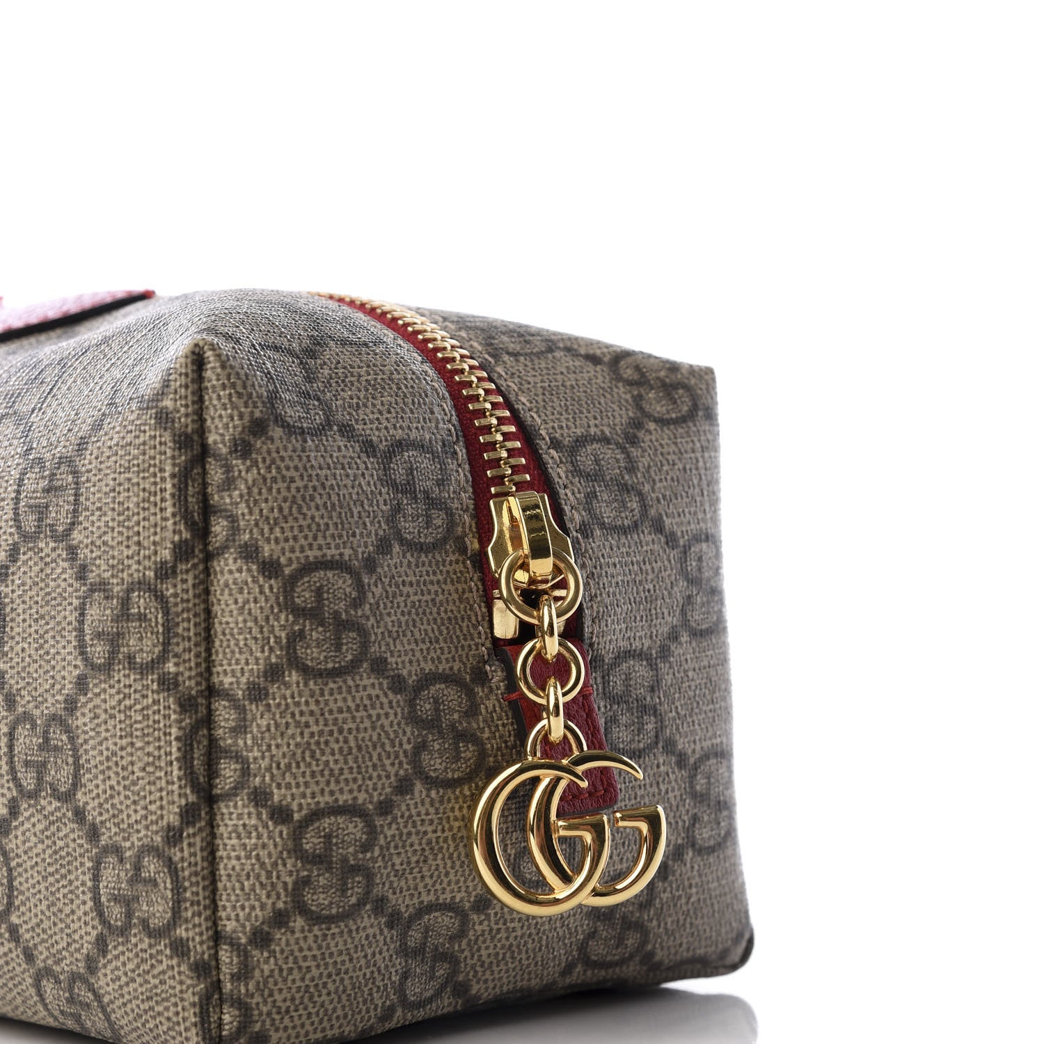 Gucci Soft GG Supreme Monogram Calfskin Medium Ophidia Cosmetic Case Beige Ebony Hibiscus Red 7 of 10