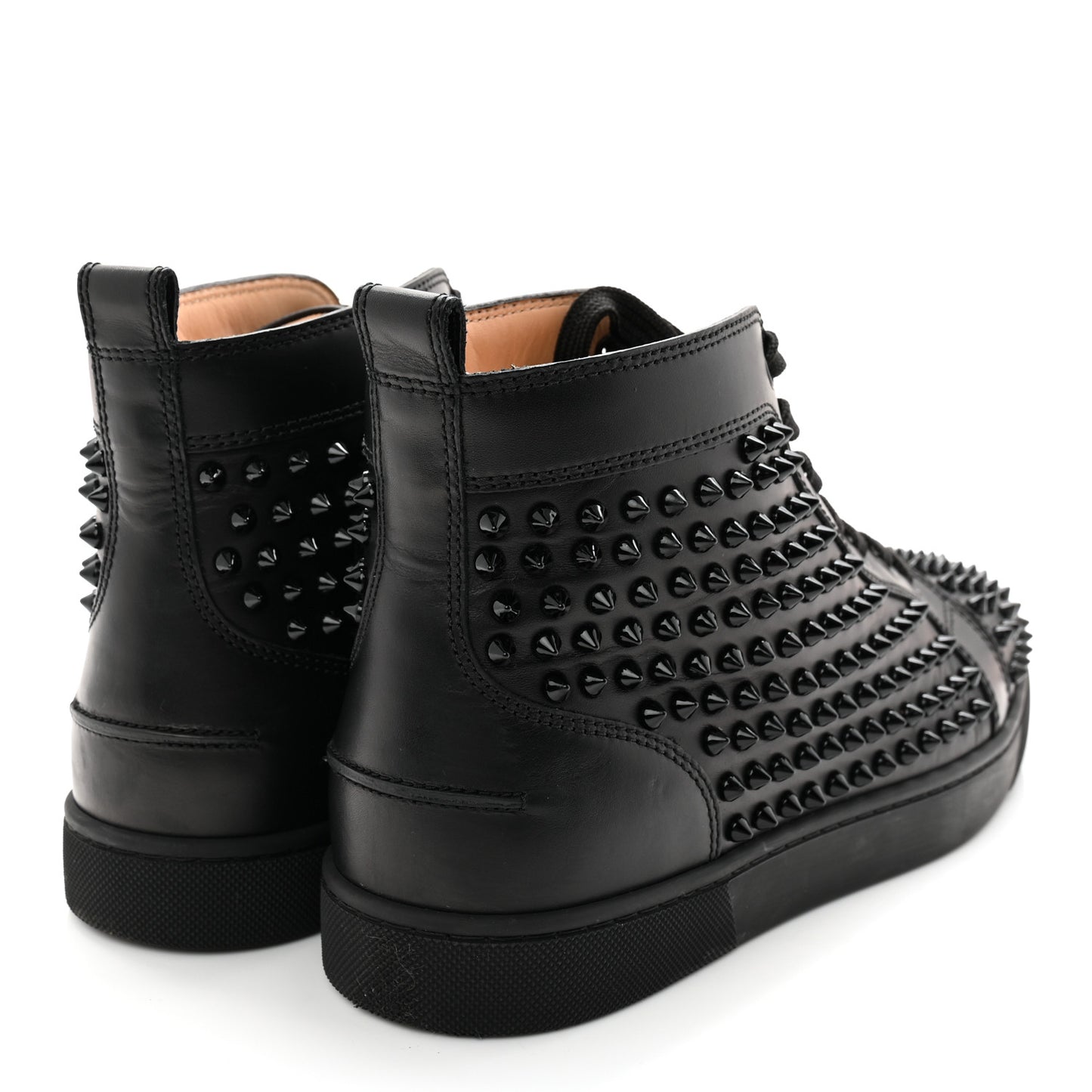 Calfskin Mens Louis Spikes Flat Sneakers 43 Black