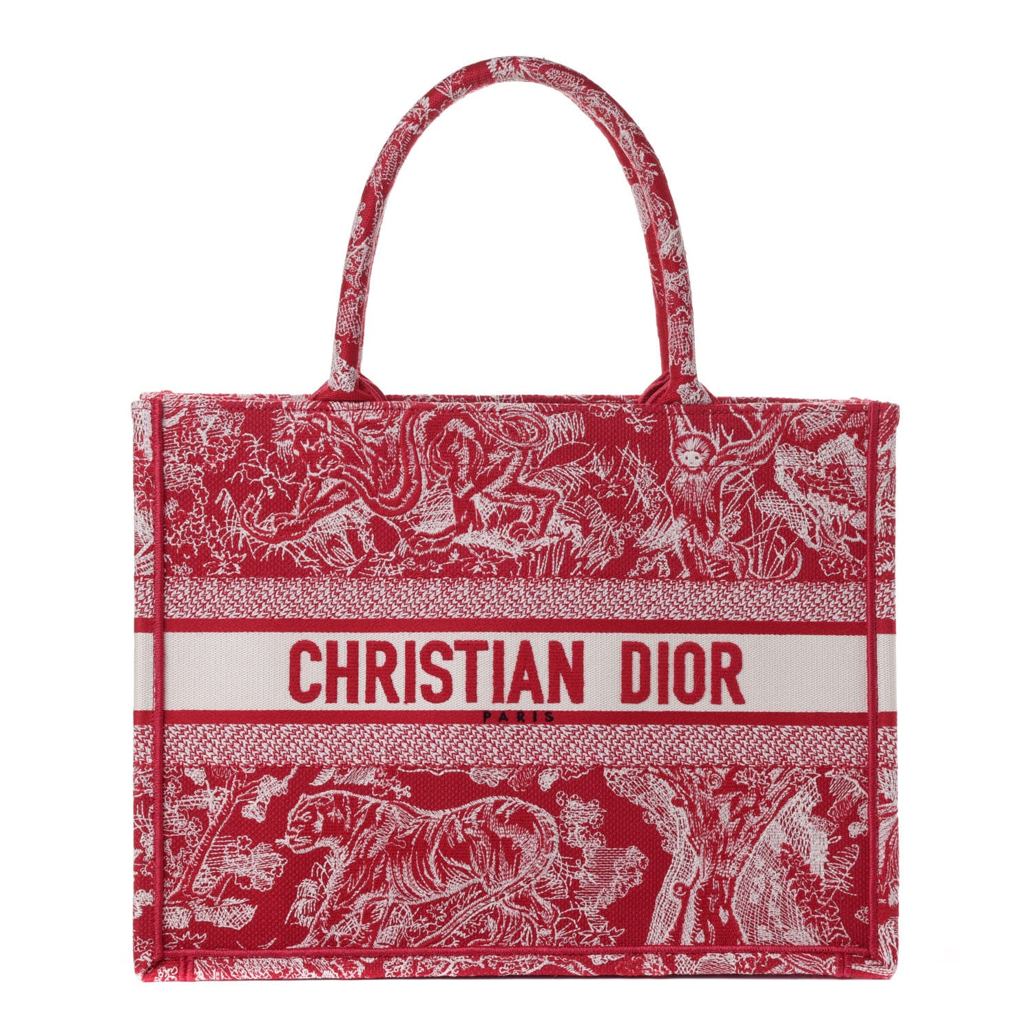Christian Dior Canvas Embroidered Medium Toile De Jouy Reverse Book Tote Fuchsia 1 of 4