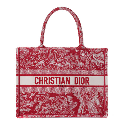 Christian Dior Canvas Embroidered Medium Toile De Jouy Reverse Book Tote Fuchsia 1 of 4