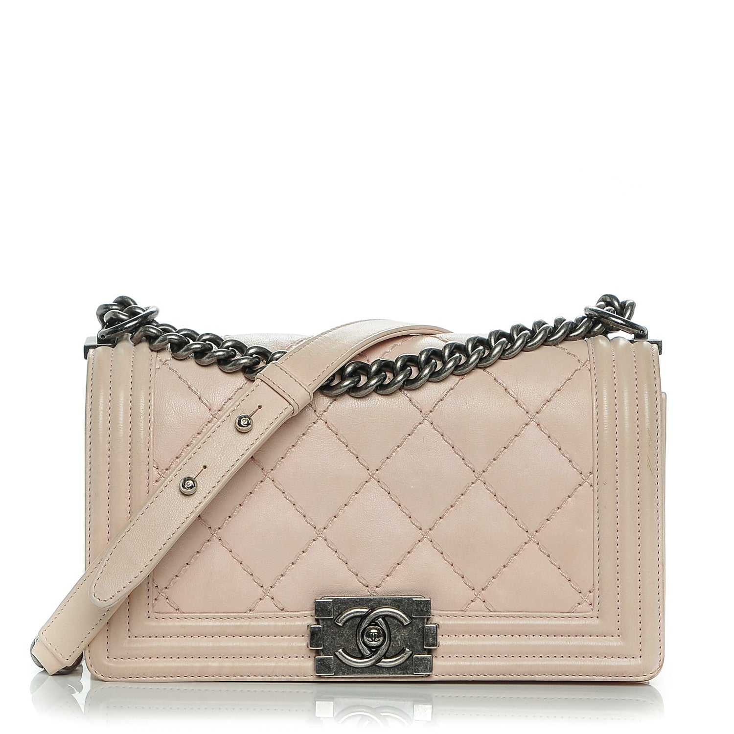 Chanel Calfskin Double Stitch Medium Boy Flap Light Pink 1 of 7