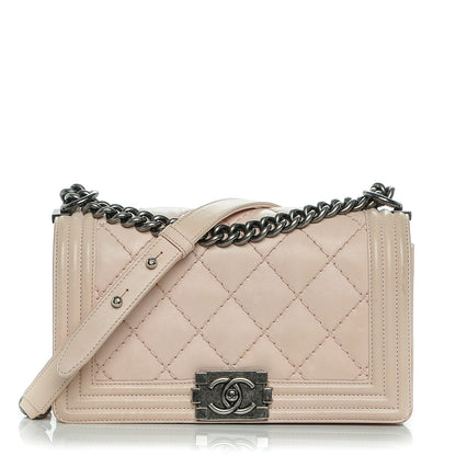 Chanel Calfskin Double Stitch Medium Boy Flap Light Pink 1 of 7