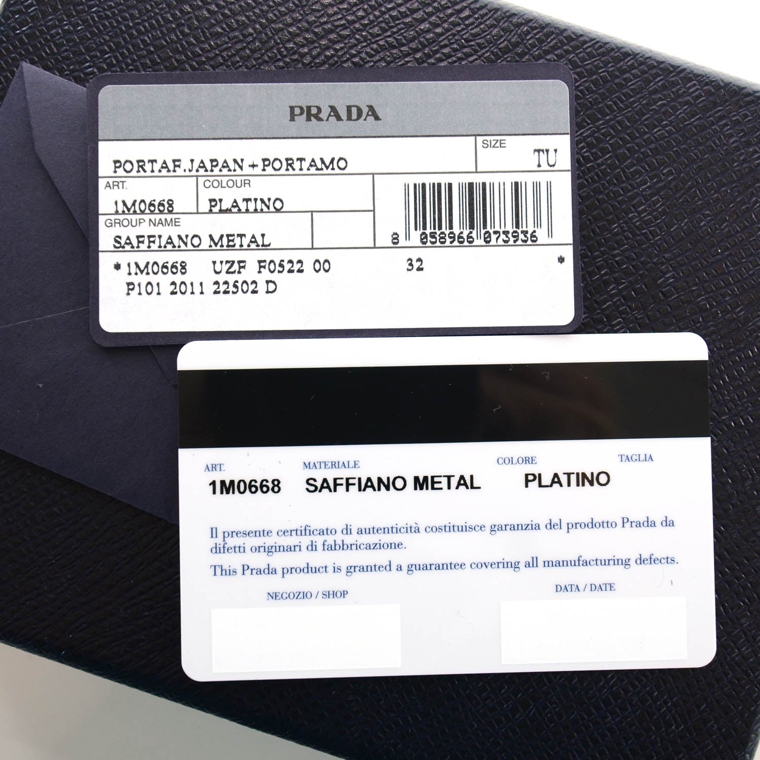 Prada Saffiano Metal Bi-Fold Wallet Platino 8 of 9