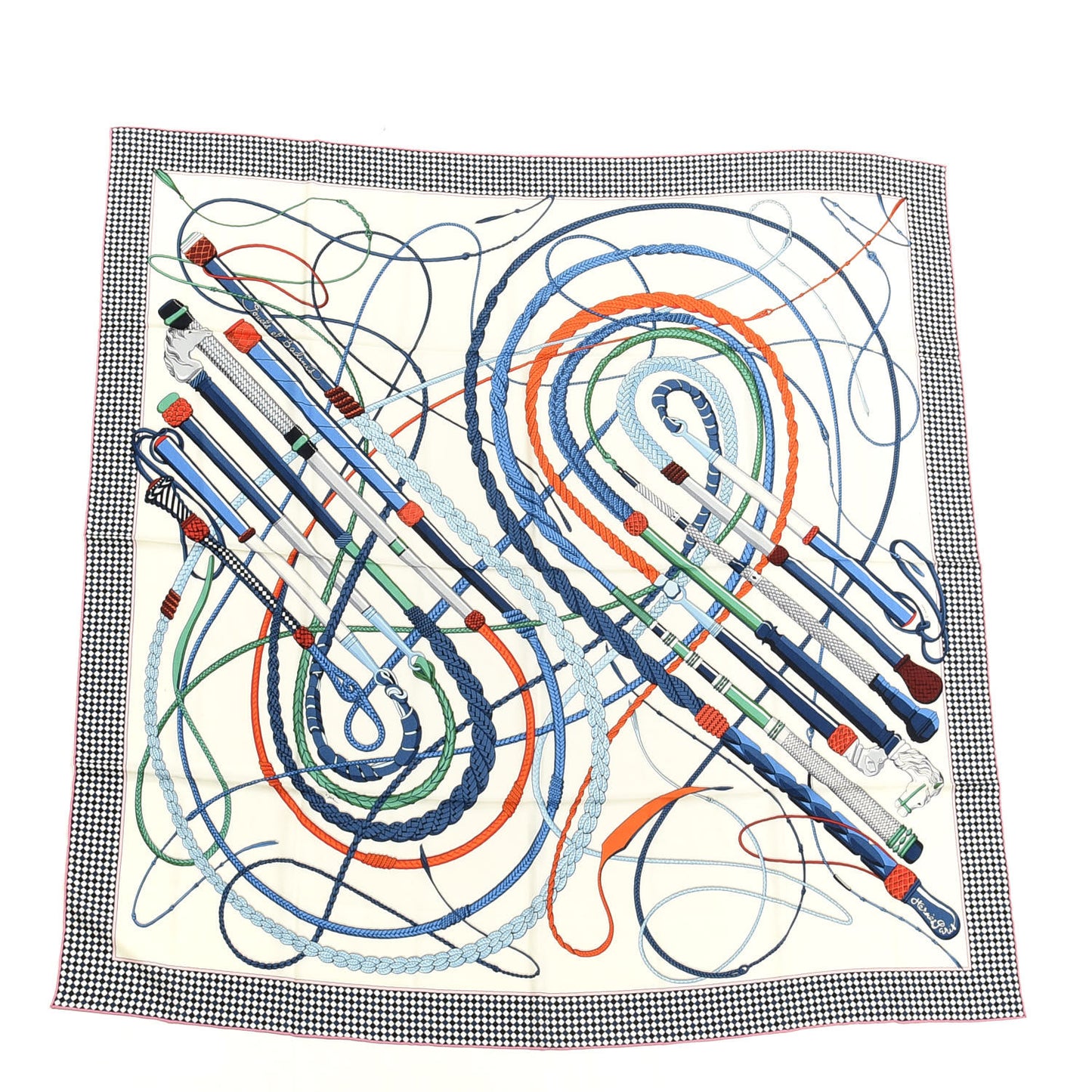 Silk Cashmere Fouets Et Badines Bandana Shawl 140