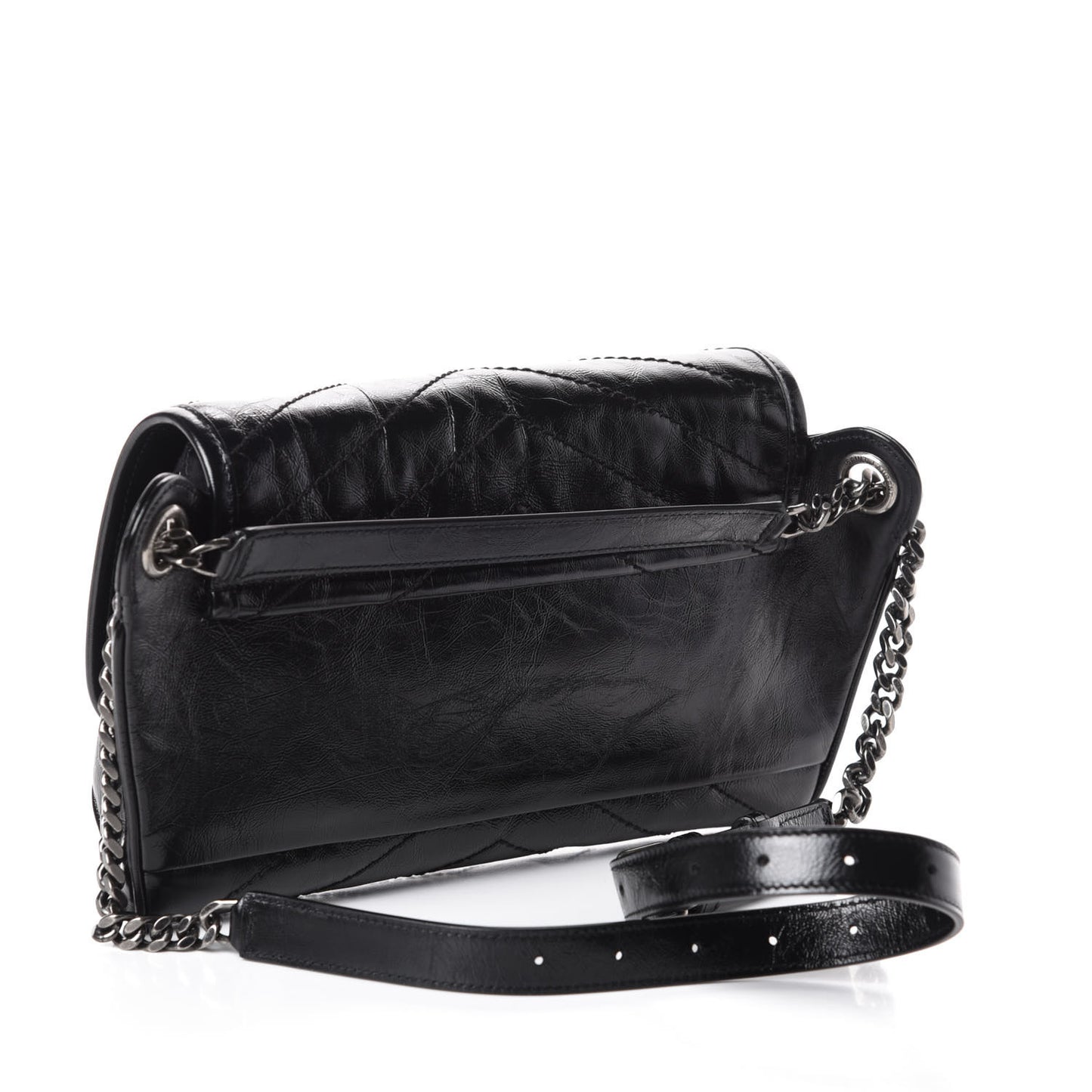 Crinkled Calfskin Matelasse Monogram Niki Body Bag Black