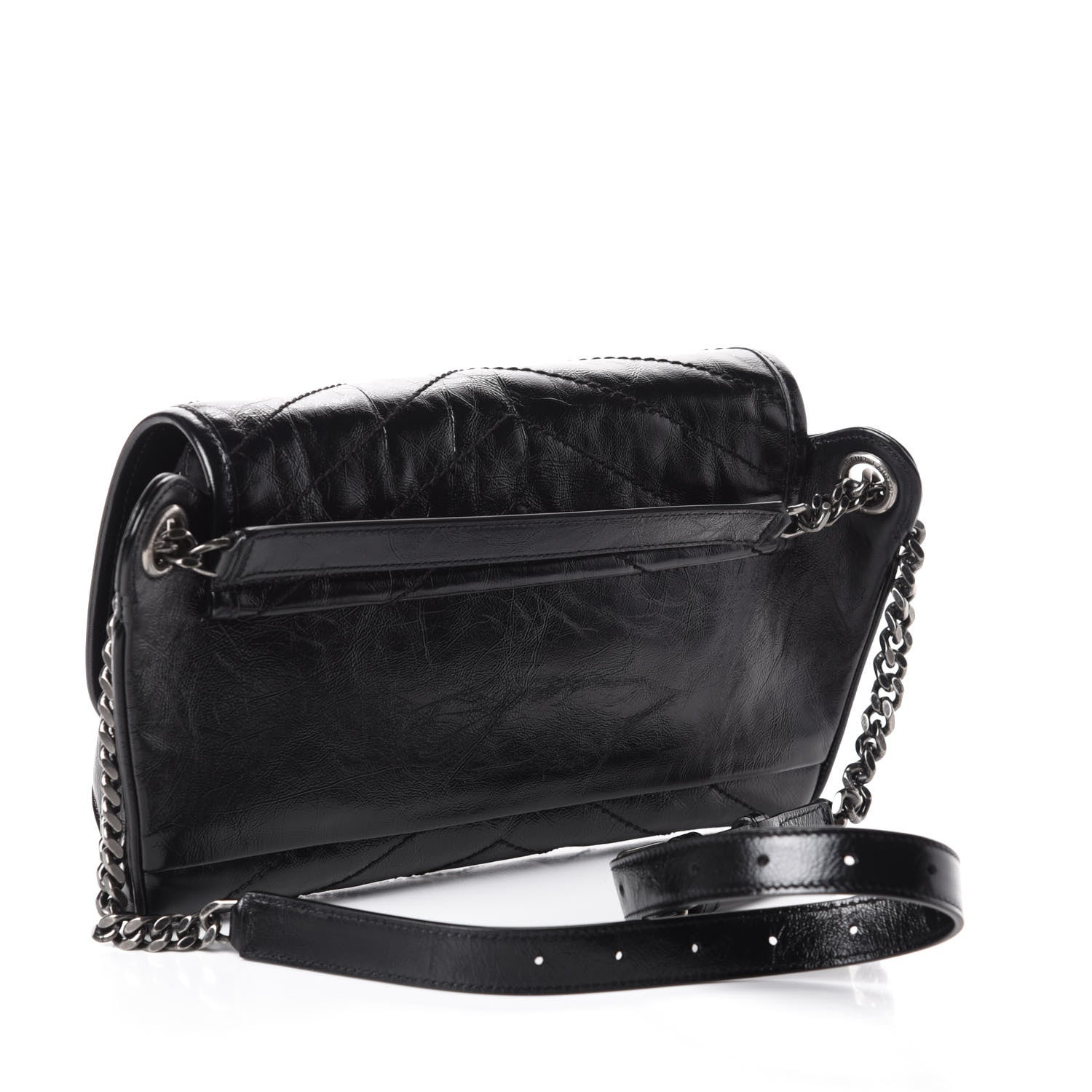 Saint Laurent Crinkled Calfskin Matelasse Monogram Niki Body Bag Black 3 of 9