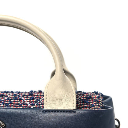 Chanel Calfskin Tweed Quilted Small Tote Navy Multicolor 11 of 12