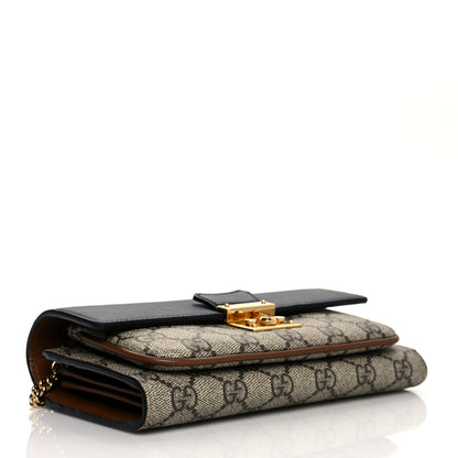 Gucci GG Supreme Monogram Calfskin Padlock Chain Wallet Beige Black Cuir 4 of 14