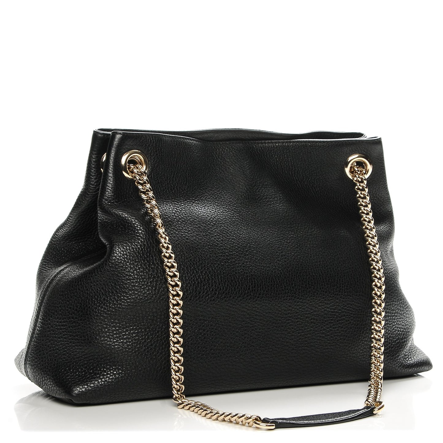 Pebbled Calfskin Medium Soho Chain Shoulder Bag Black