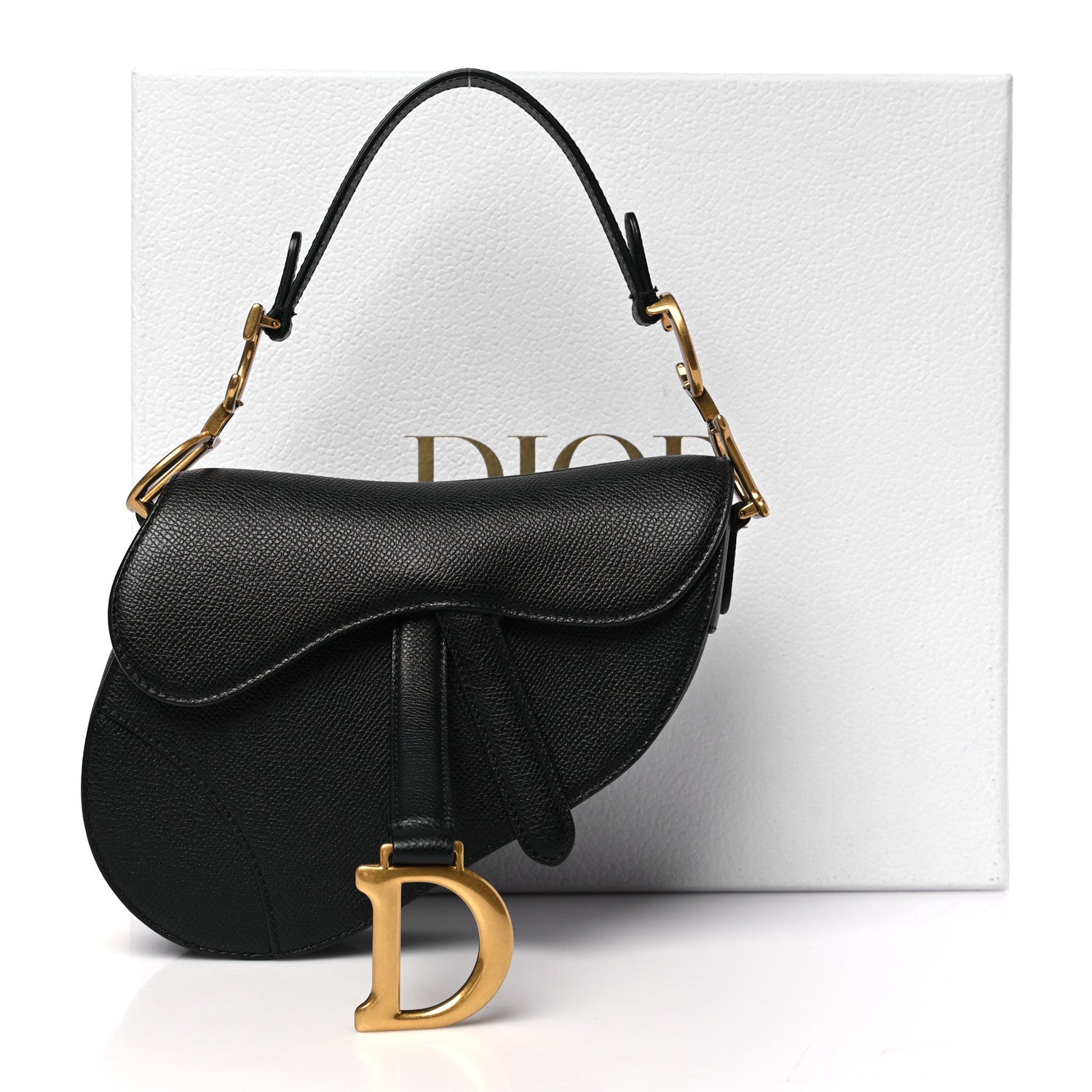 Christian Dior Grained Calfskin Mini Saddle Bag Black 1697807