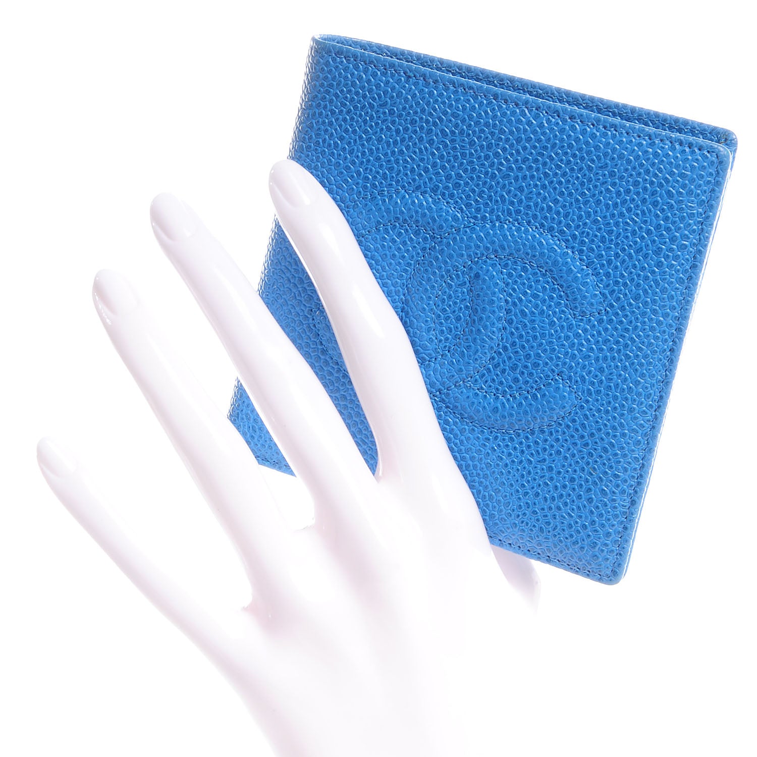 Chanel Caviar CC Bi-Fold Wallet Blue 2 of 8