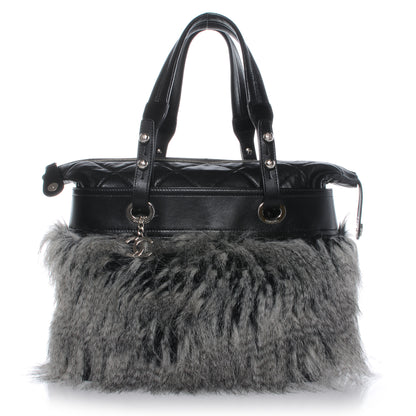 Chanel Quilted Lambskin Fantasy Fur Shopper Tote Black 1 of 7