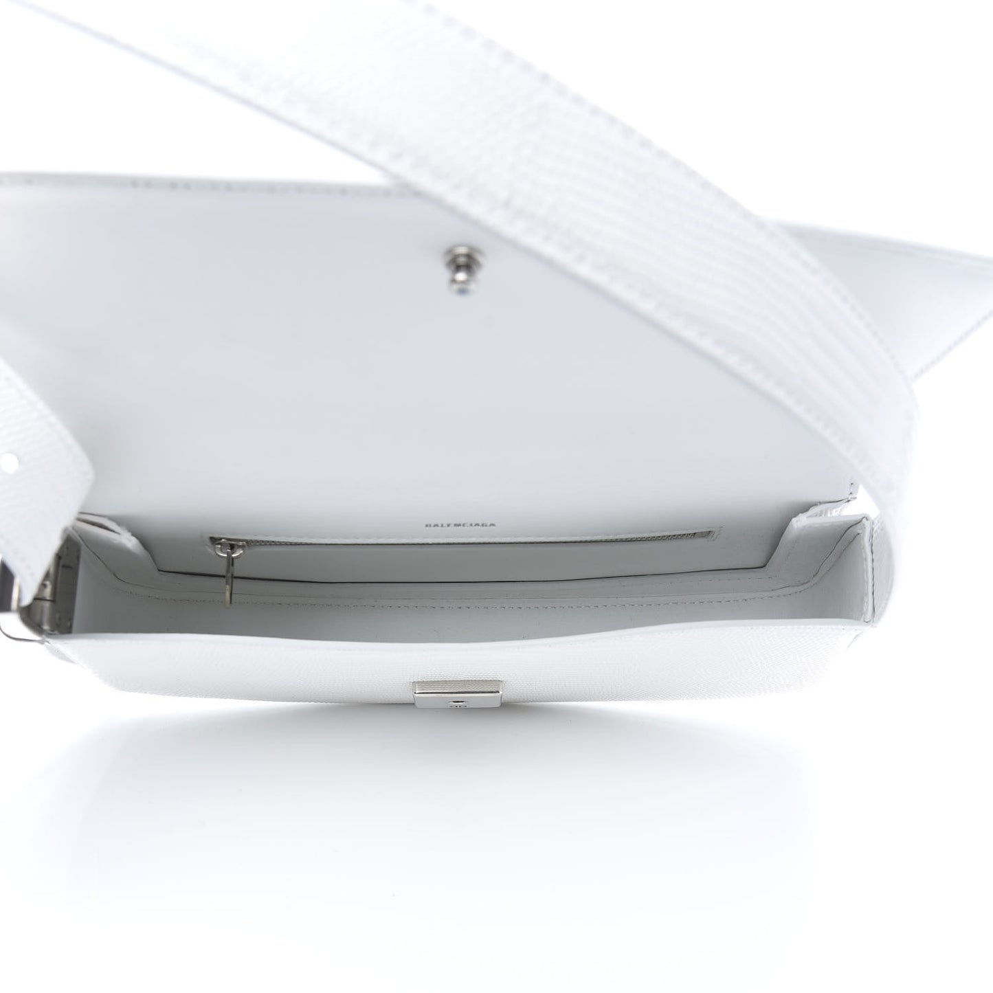 Patent Calfskin Lizard Embossed Ghost Sling Bag Optic White
