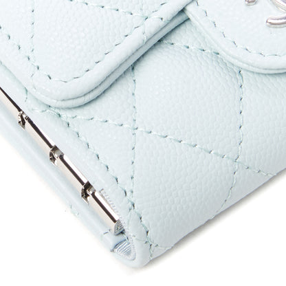 Chanel Caviar Quilted Classic 4 Key Holder Wallet Light Blue 4 of 9