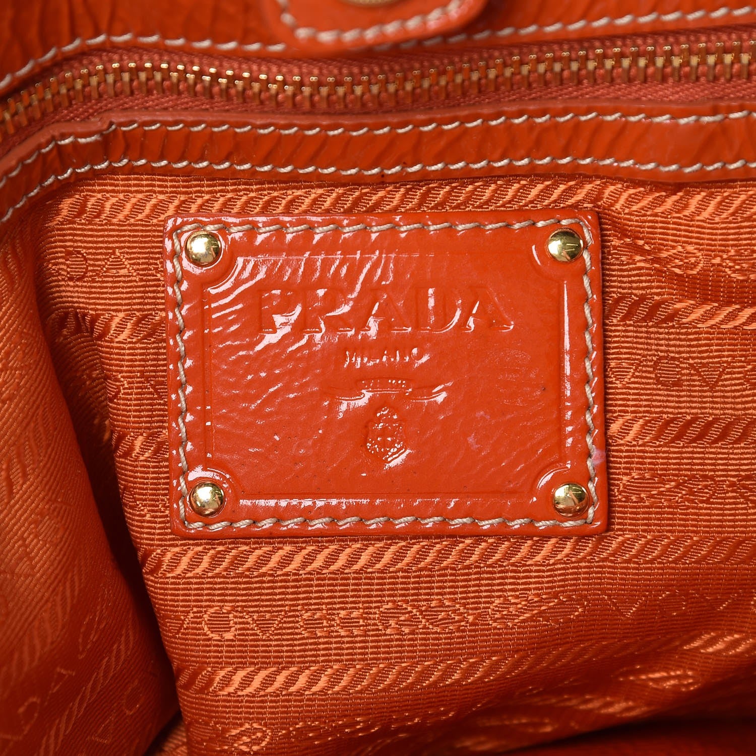 Prada Tessuto Nylon Chain Shoulder Bag Orange 6 of 11