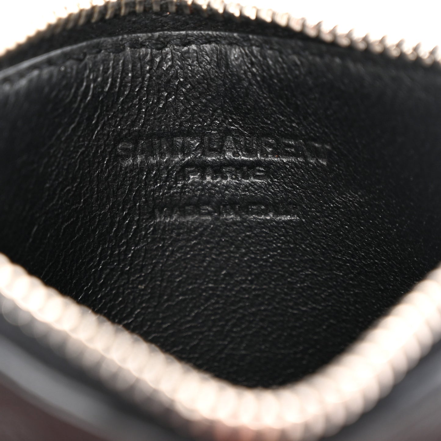 Grained Calfskin 5 Fragments Zip Pouch Card Holder Black