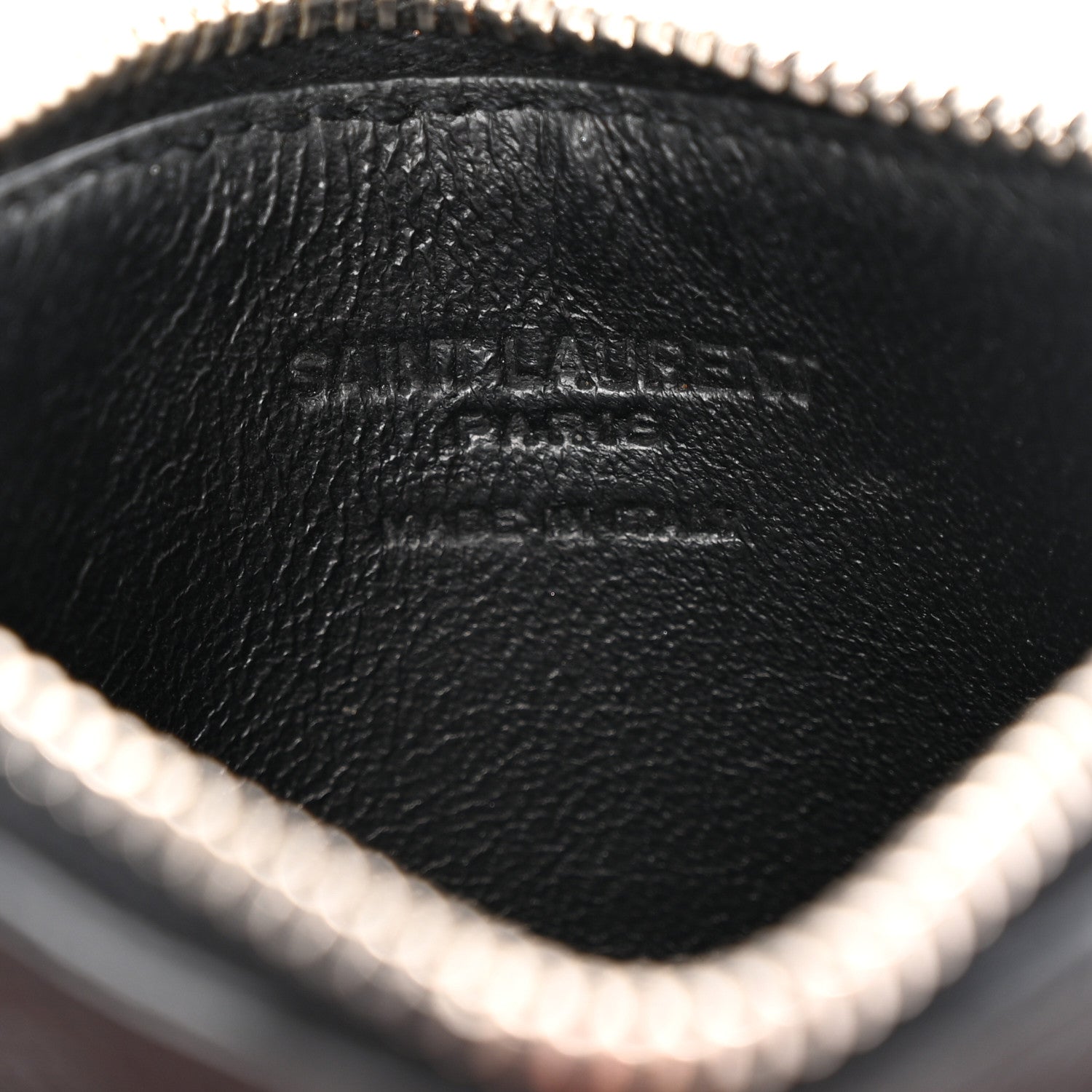 Saint Laurent Grained Calfskin 5 Fragments Zip Pouch Card Holder Black 6 of 9