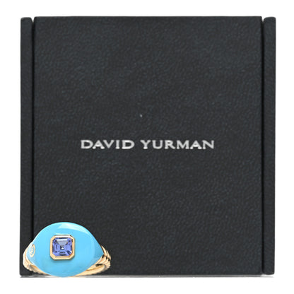 David Yurman 14K Yellow Gold Sterling Silver Enamel Tanzanite Pinky Ring 57 8 5 of 5