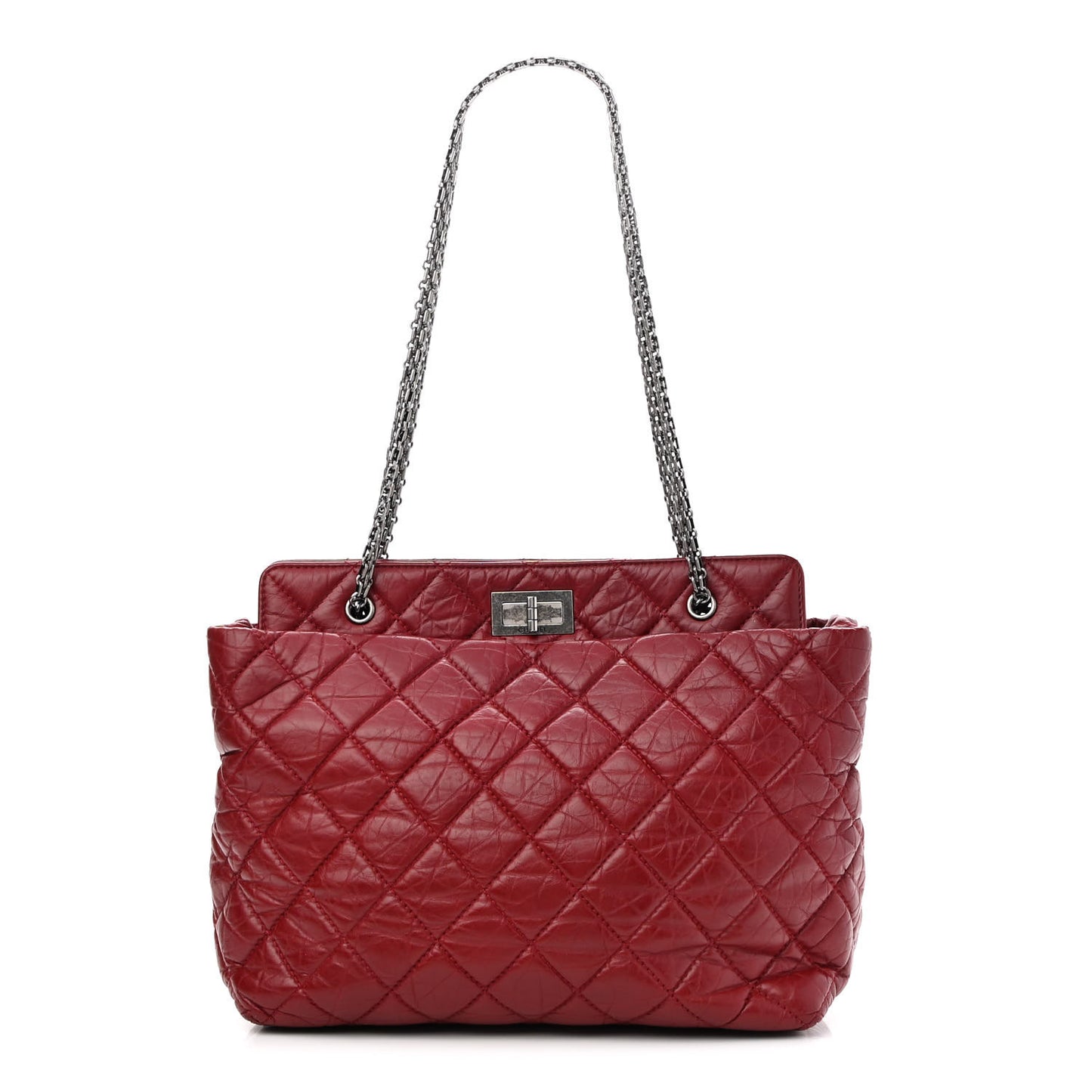 Aged Calfskin Quilted Reissue 2.55 Tote Red