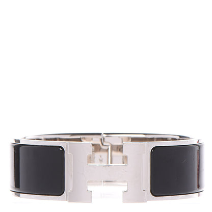 Hermes Enamel Wide Clic Clac H Bracelet GM Black 1 of 5