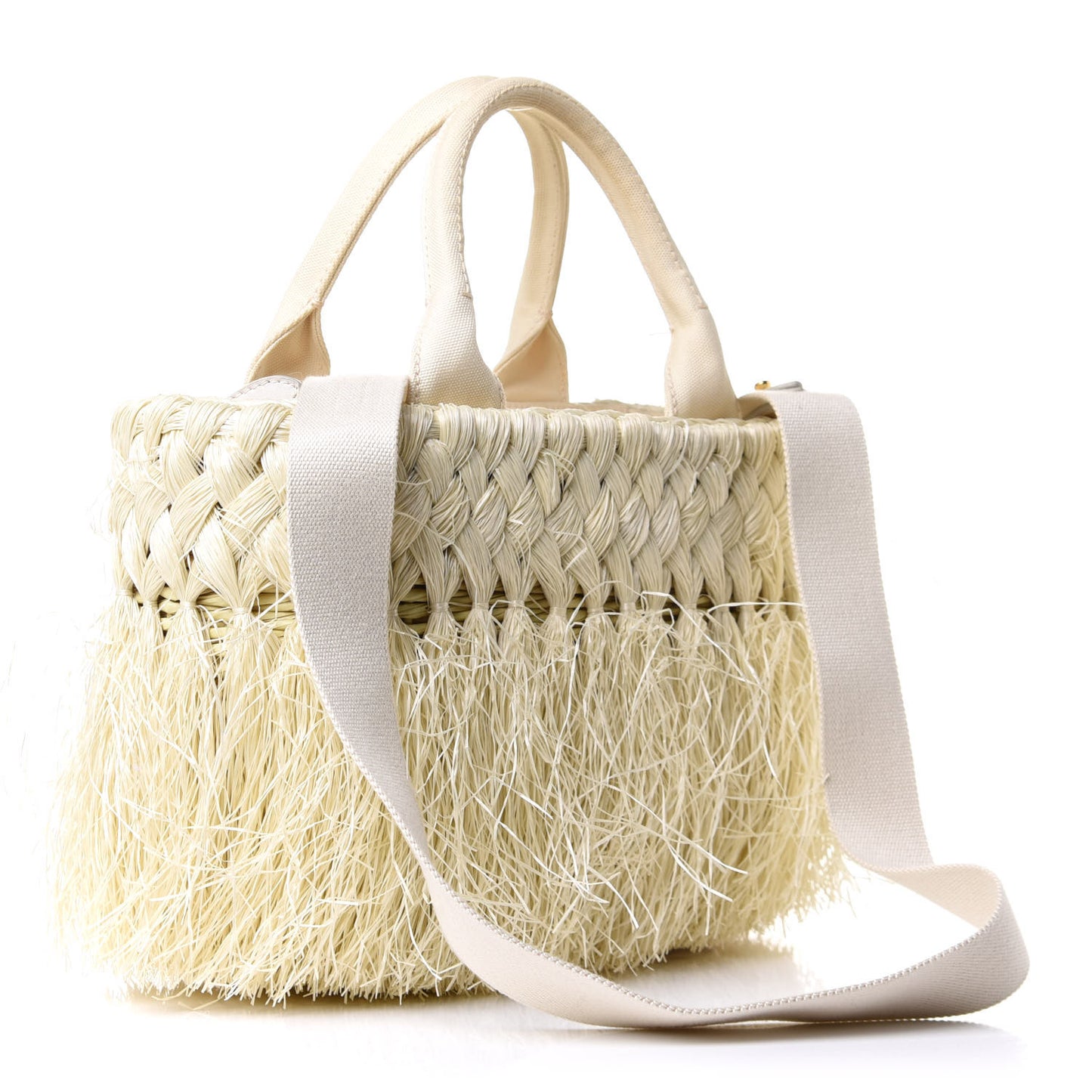 Wicker Woven Straw Fringe Small Convertible Basket Bag Naturale