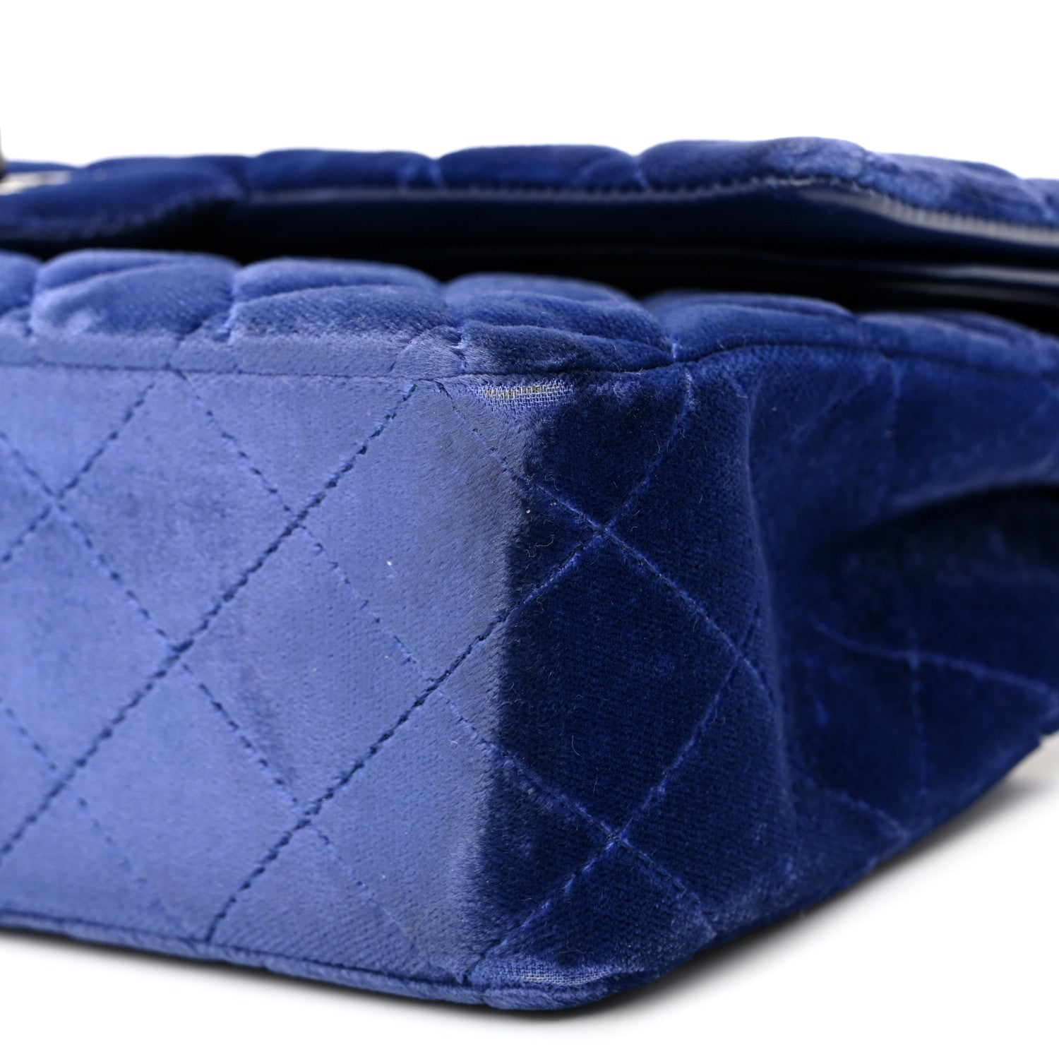 Chanel Velvet Quilted Medium Double Flap Navy Blue 10 of 10