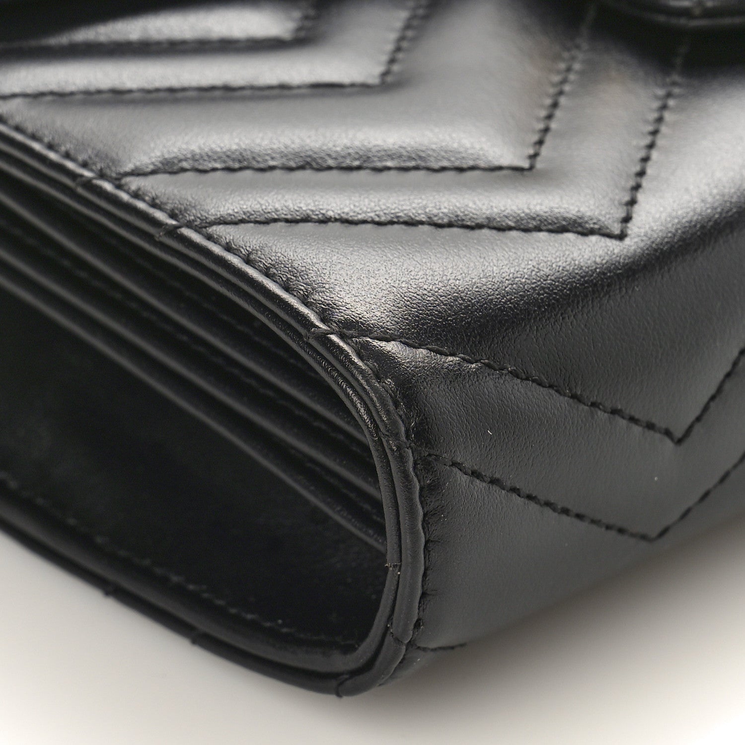 Gucci Calfskin Matelasse GG Marmont Chain Wallet Black 8 of 9