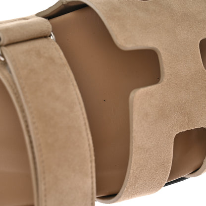 Hermes Suede Goatskin Womens Chypre Sandals 40 Beige Argile 14 of 20