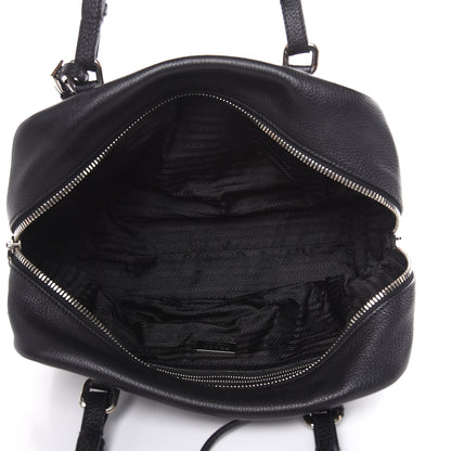 Prada Vitello Daino Embossed Logo Bowler Black 5 of 15
