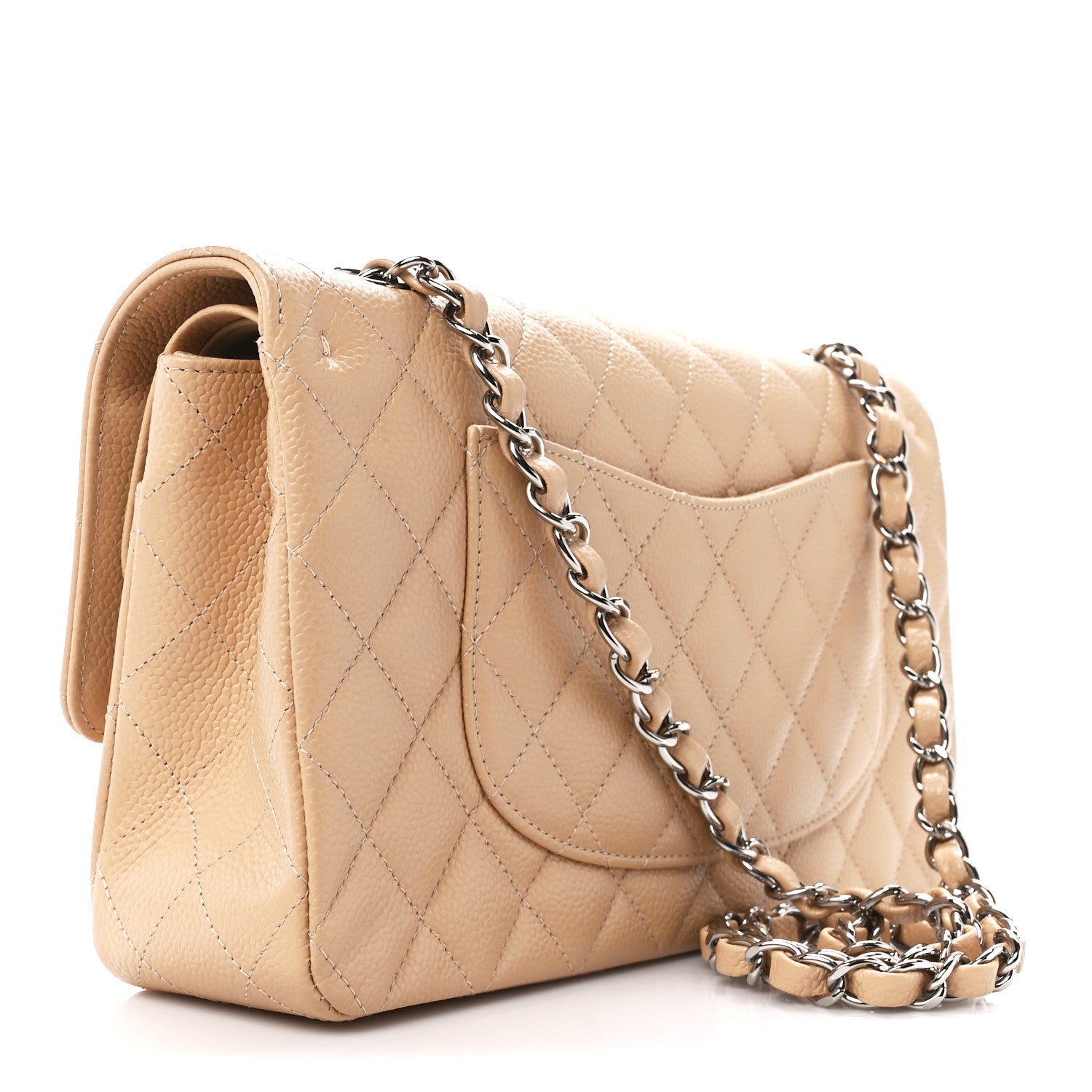 Chanel Caviar Quilted Medium Double Flap Light Beige 3 of 12