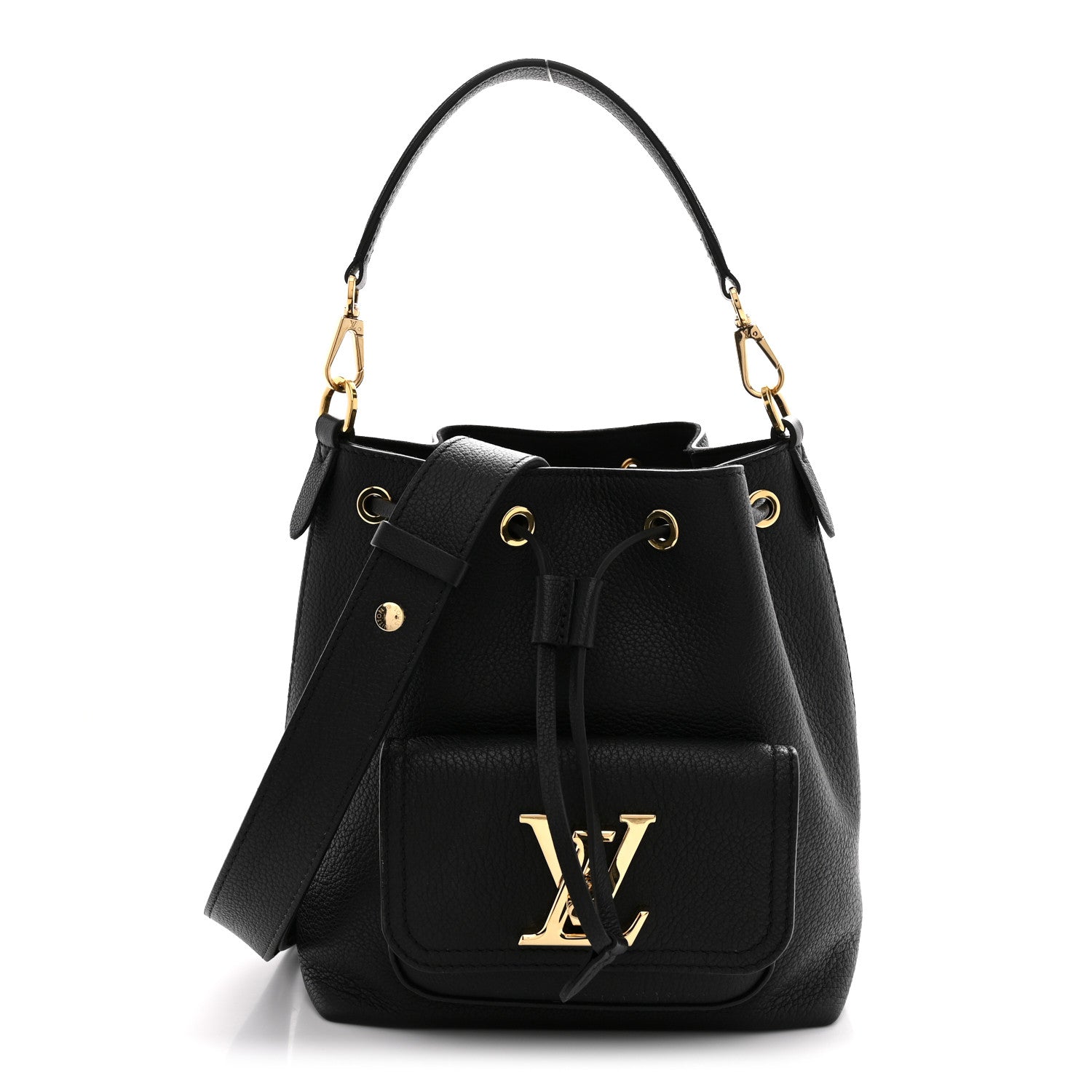 Louis Vuitton Calfskin Lockme Bucket MM Black 1 of 9