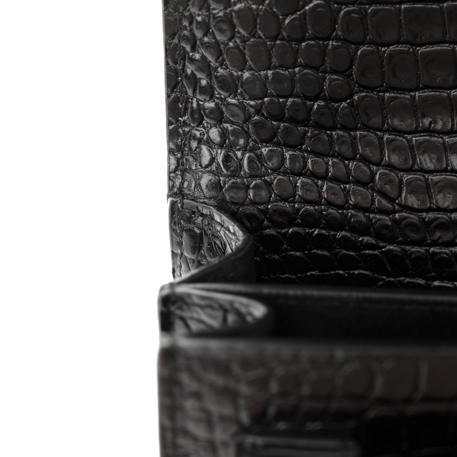 Saint Laurent Calfskin Crocodile Embossed Medium Monogram Sunset Black 13 of 14