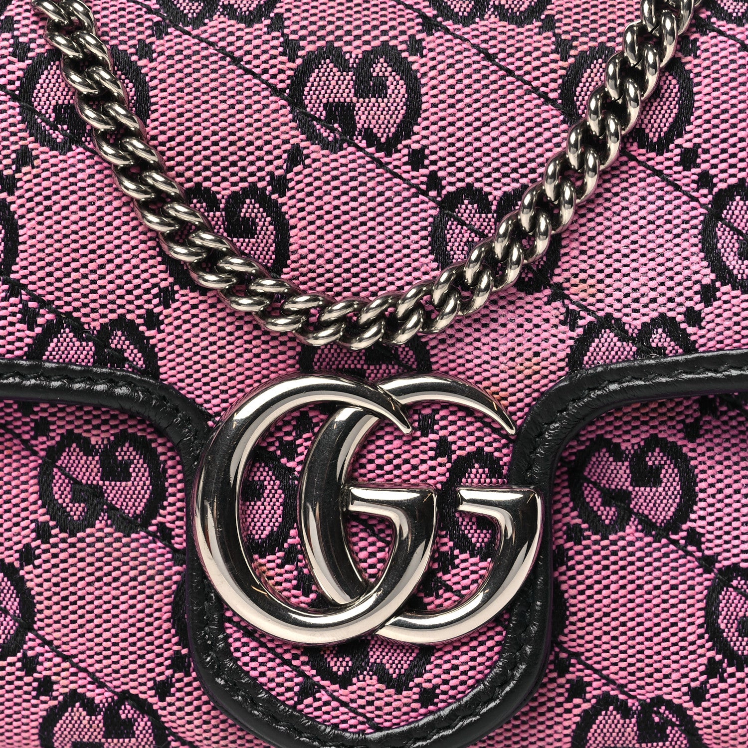 Gucci Monogram Multicolor Matelasse Diagonal Super Mini GG Marmont Shoulder Bag Pink Blue 8 of 10